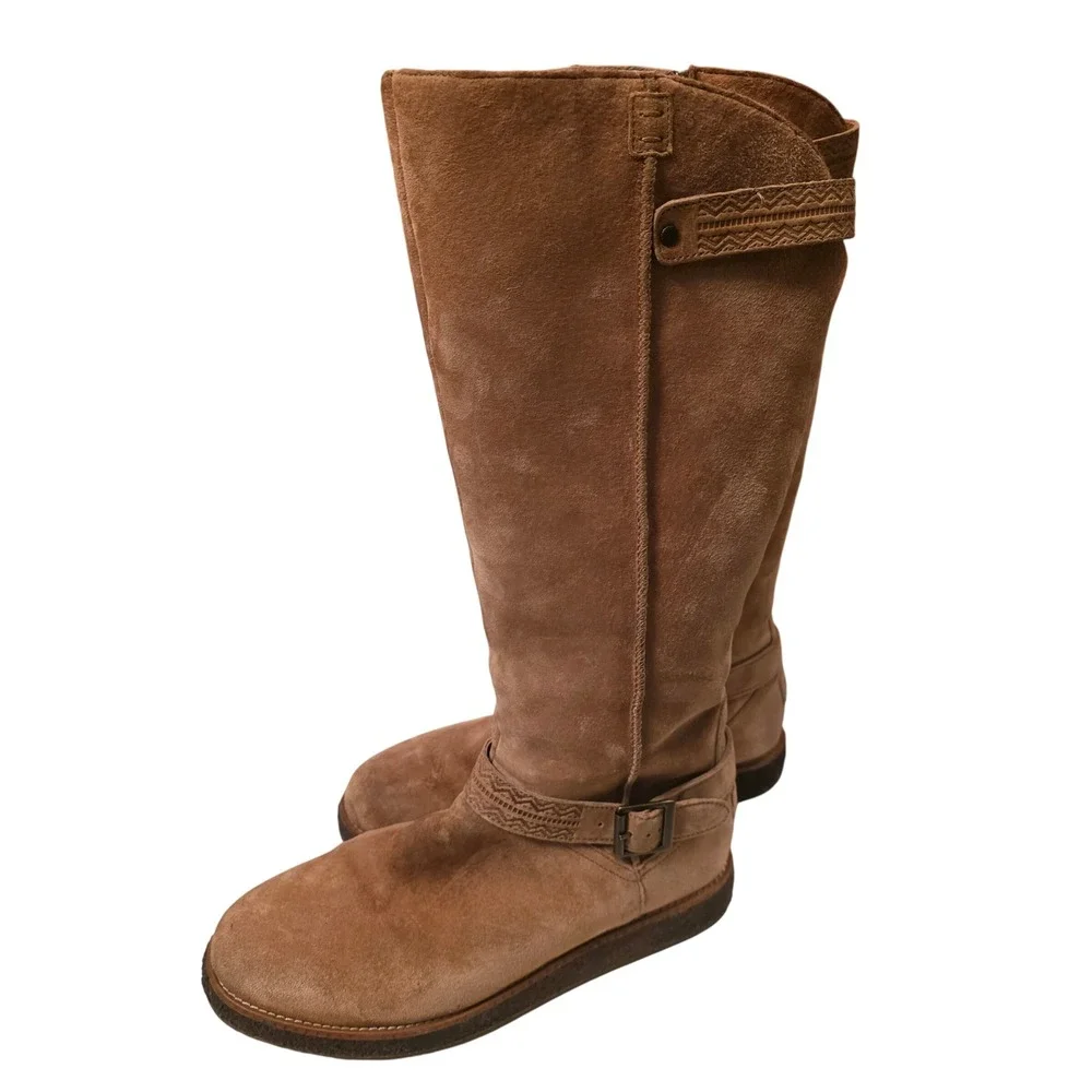 UGG Gellar Tall Suede Leather Waterproof Boots Chestnut‎ Brown 1013196 Womens 8